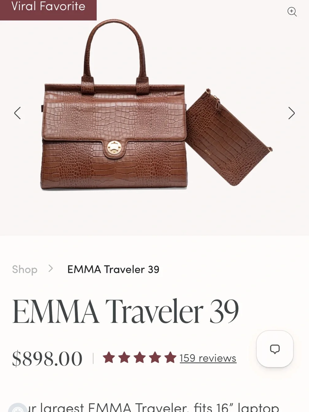 JEMMA Emma Traveler Bag Croc-Embossed Brown Laptop Tote